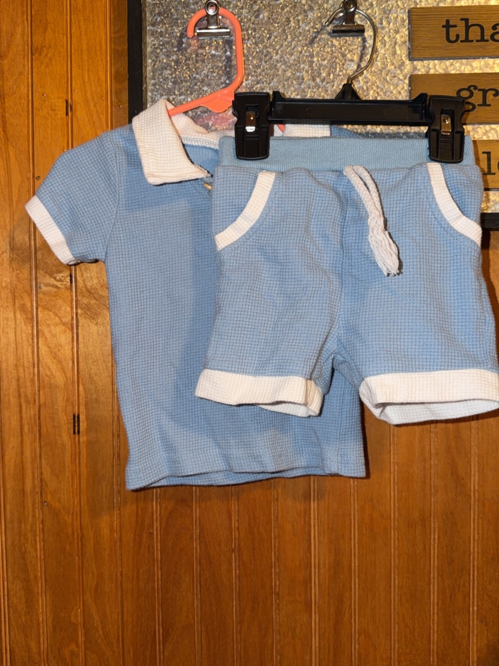 Kids Blue Knit Shorts with White Trim - Casual Summer Bottoms